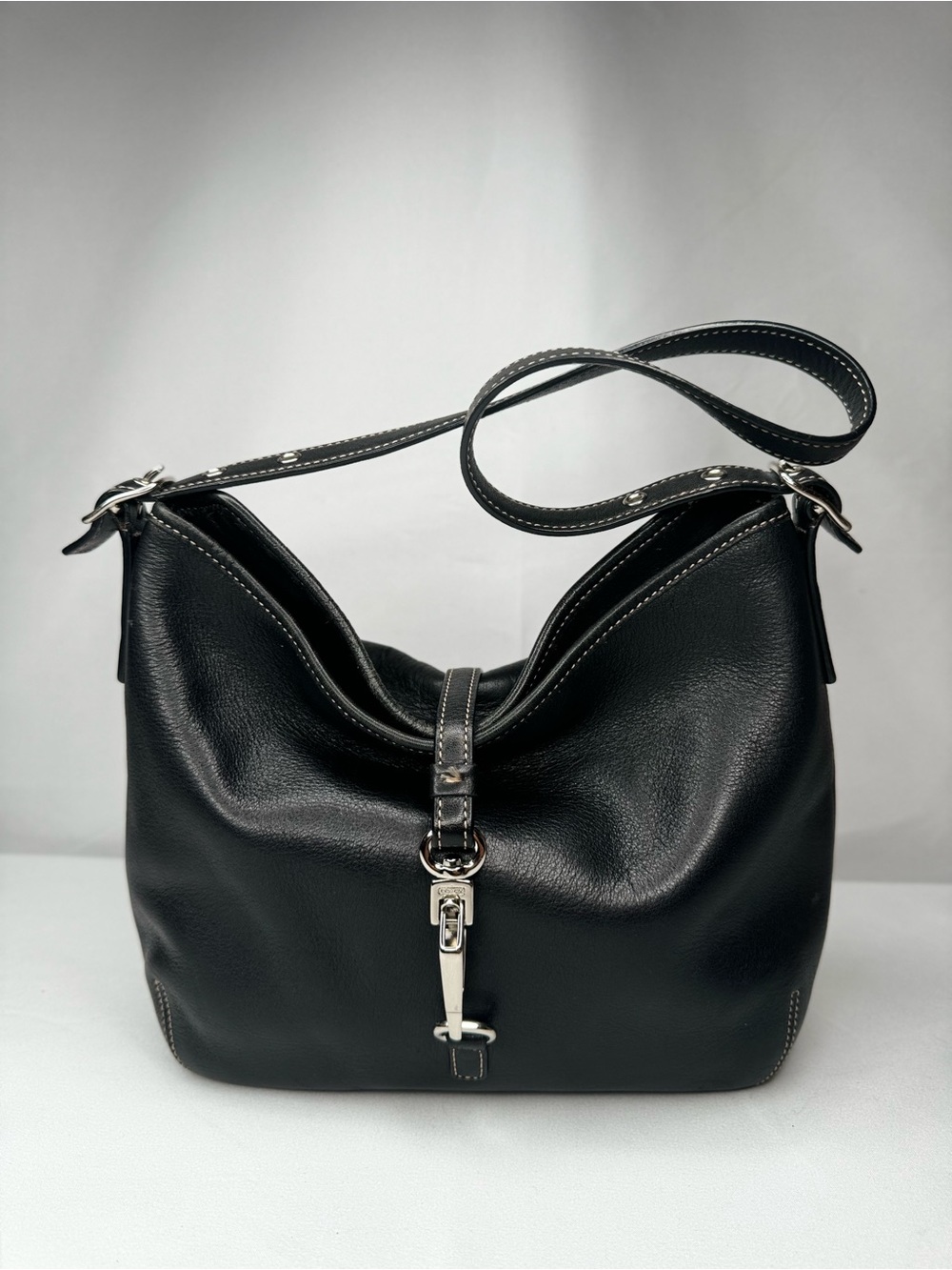 Coach Soho Black Leather Buckle Hobo Shoulder Bag